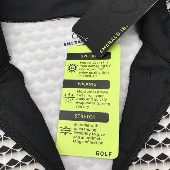 NWT Emerald 18 Golf Dress 1/4 Zip Mock Neck Sleeveless UPF 50 Black/White Size M - Picture 5 of 8